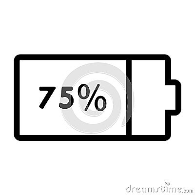 Line Battery 75% Icon Vector Illustration