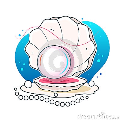 Vector illustration of a beautiful pearl in a shell Vector Illustration