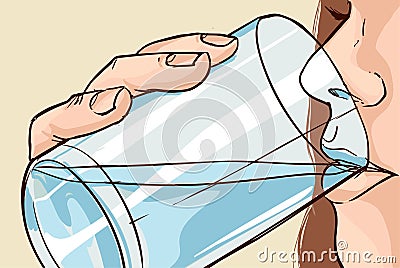 Vector illustration of a beautiful woman drinking water Vector Illustration