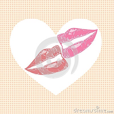 18+.Vector illustration of beautiful womans lips on polka dot background. Symbol of LGBTQ pride Vector Illustration