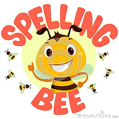 Bees with Spelling Bee word Vector Illustration