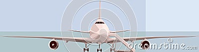 Vector illustration of big airplan in front. Vector Illustration