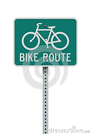 Bike Route road sign Cartoon Illustration