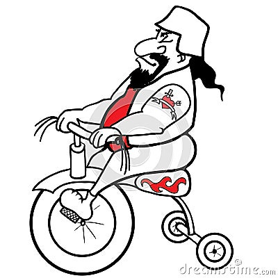 Vector illustration - biker on children bicycle Vector Illustration
