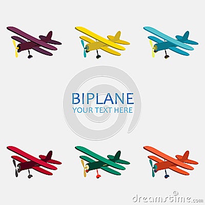 Vector illustration of biplane in color monochrome Vector Illustration