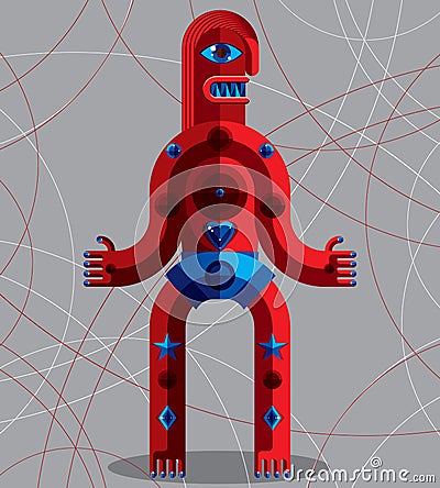 Vector illustration of bizarre modernistic avatar, cubism theme Vector Illustration