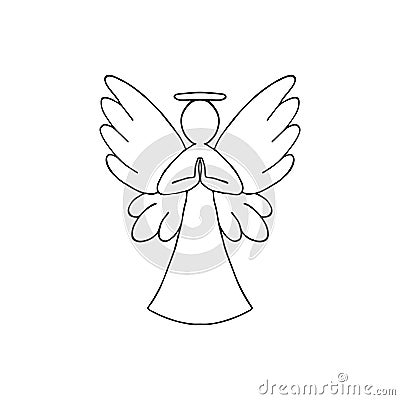 Vector illustration of black angel outline with wings Vector Illustration