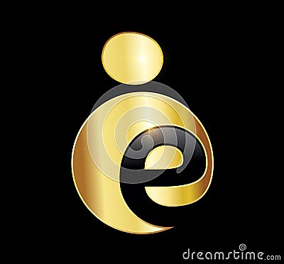 Golden Simple People Logo vector icon Vector Illustration