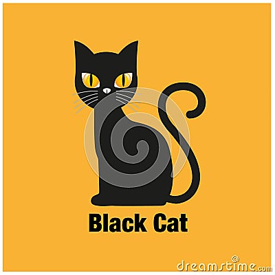 Black cat symbol. Vector Illustration