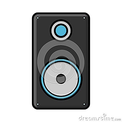 Vector illustration of a black flat icon of a simple modern digital loud large music speaker isolated on white Vector Illustration