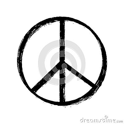 Vector illustration of black Grunge Peace Sign isolated on white background. Stop War concept Vector Illustration