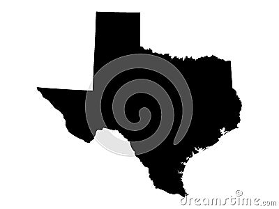 Black Map of USA State of Texas Vector Illustration