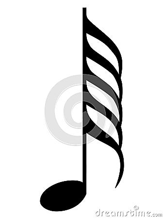 Black music symbol of hundred twenty eighth note Vector Illustration