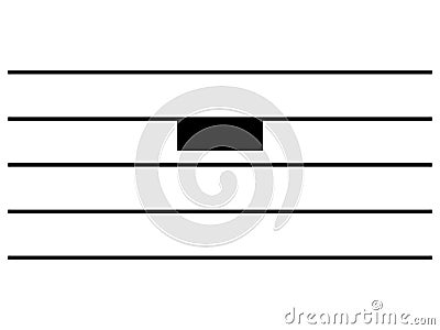 Black music symbol of Whole note rest on staff lines Vector Illustration