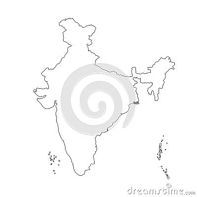 Vector illustration of black outline India map Vector Illustration