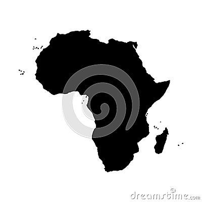 Vector illustration of black silhouette Africa. Vector map. Vector Illustration