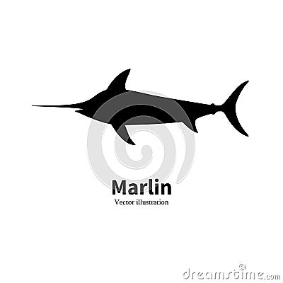 Vector illustration black silhouette fish marlin Vector Illustration