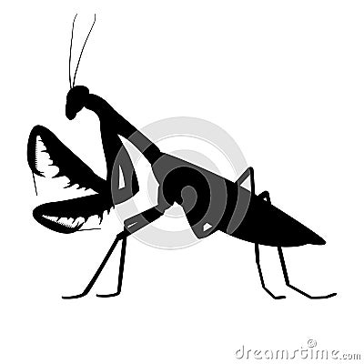 Vector illustration black silhouette of a mantis Vector Illustration