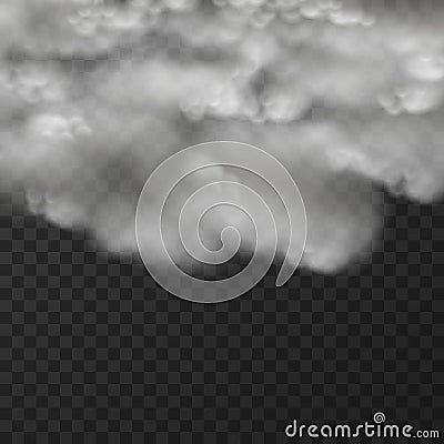 Vector illustration of black smoky clouds on transparent background Vector Illustration