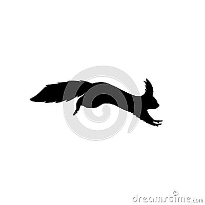 Vector illustration of black squirrel silhouette. Running squirrel silhouette Vector Illustration