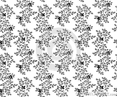 Vector illustration of black and white flower pattern Cartoon Illustration