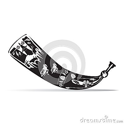 Vector illustration of black and white hunting horn Vector Illustration