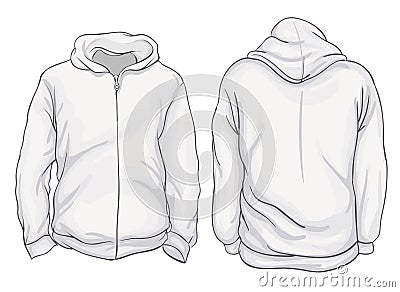 Vector illustration. Blank hoodie jacket front and back views. I Vector Illustration