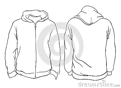 Vector illustration. Blank hoodie jacket front and back views. I Vector Illustration