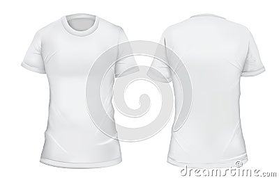 Vector illustration. Blank female t-shirt front and back views. Vector Illustration