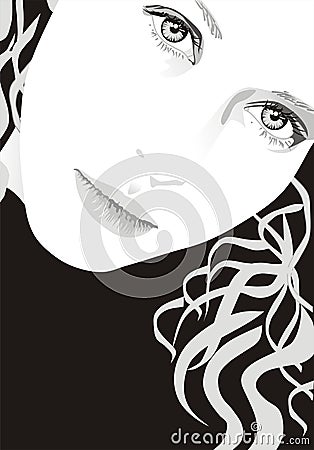 Vector illustration of blond girl Cartoon Illustration