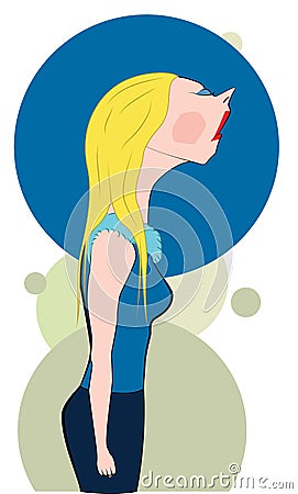 Blonde Stubborn Woman, T-shirt Vector Graphics Vector Illustration