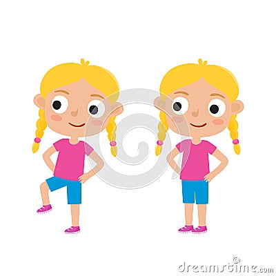 Vector illustration of blondy girl in exercise pose isolated on Vector Illustration