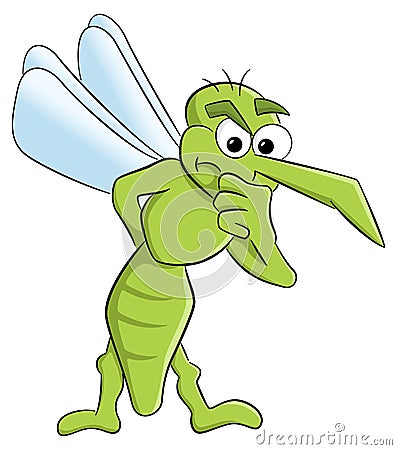 Bloodthirsty cartoon mosquito Vector Illustration