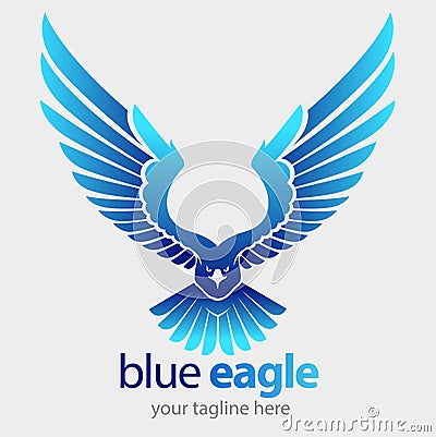 Blue eagle flying Vector Illustration