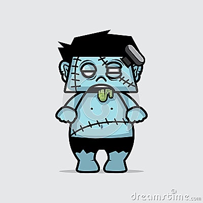 Vector illustration of the blue halloween zombies Vector Illustration