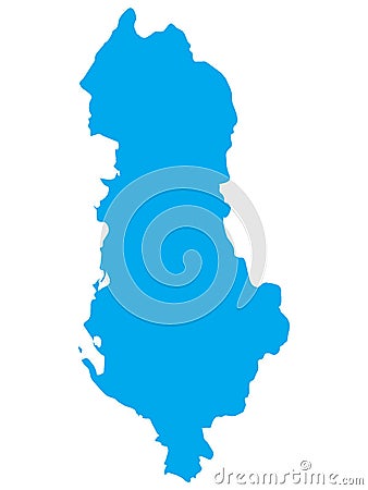 Blue Map of European Country of Albania Vector Illustration