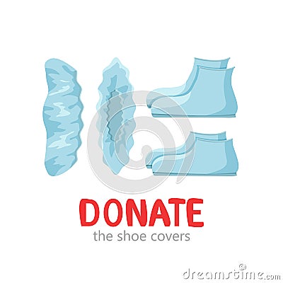 Vector illustration of blue shoe covers donation Vector Illustration