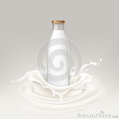 Vector illustration bottle full of milk Vector Illustration