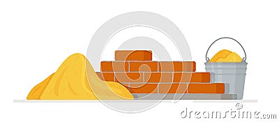 Vector illustration of brick masonry. Flat logo design for home renovation. Vector Illustration