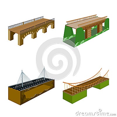 Vector illustration of bridgework and architecture sign. Set of bridgework and structure vector icon for stock. Vector Illustration