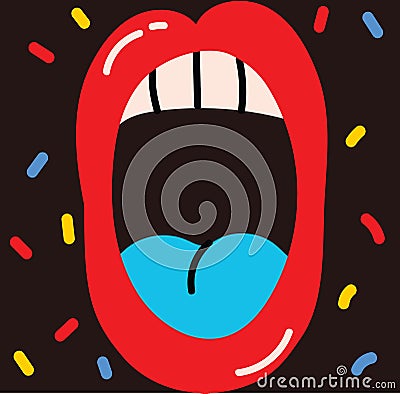 Vector illustration of crazy mouth patch retro style Vector Illustration