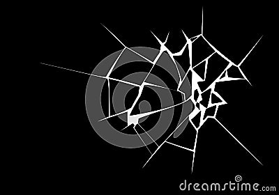 Vector Illustration of Broken Surface. White Crack Shape Isolated on Black Background Vector Illustration