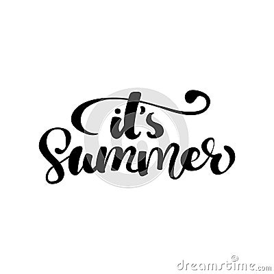 Vector illustration Brush lettering composition of Summer Vacation isolated on white background. Cartoon Illustration