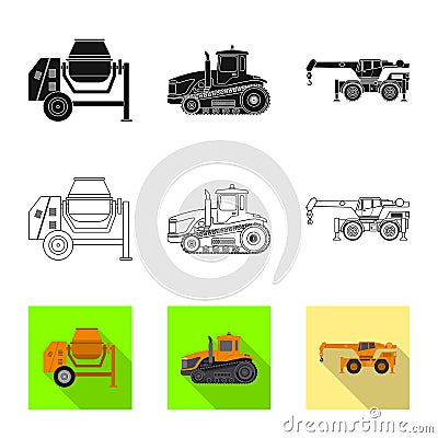 Vector illustration of build and construction icon. Set of build and machinery stock vector illustration. Vector Illustration