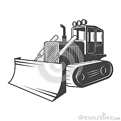 Vector illustration of bulldozer. Vector Illustration