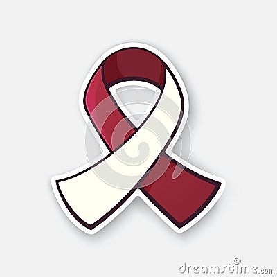 Vector illustration. Burgundy and ivory color ribbon, international symbol of head and neck cancer awareness. Vector Illustration