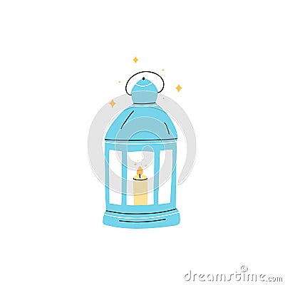 Vector illustration of a burning candle in holder Vector Illustration