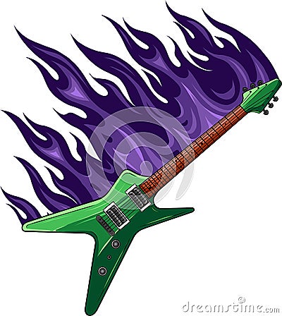 vector illustration of Burning electric guitar design Vector Illustration