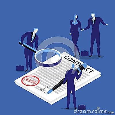 Vector illustration of business people signing contract. Vector Illustration