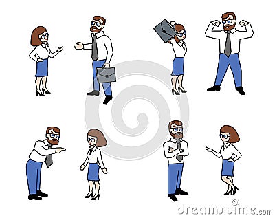 Businessman and businesswoman Cartoon Illustration